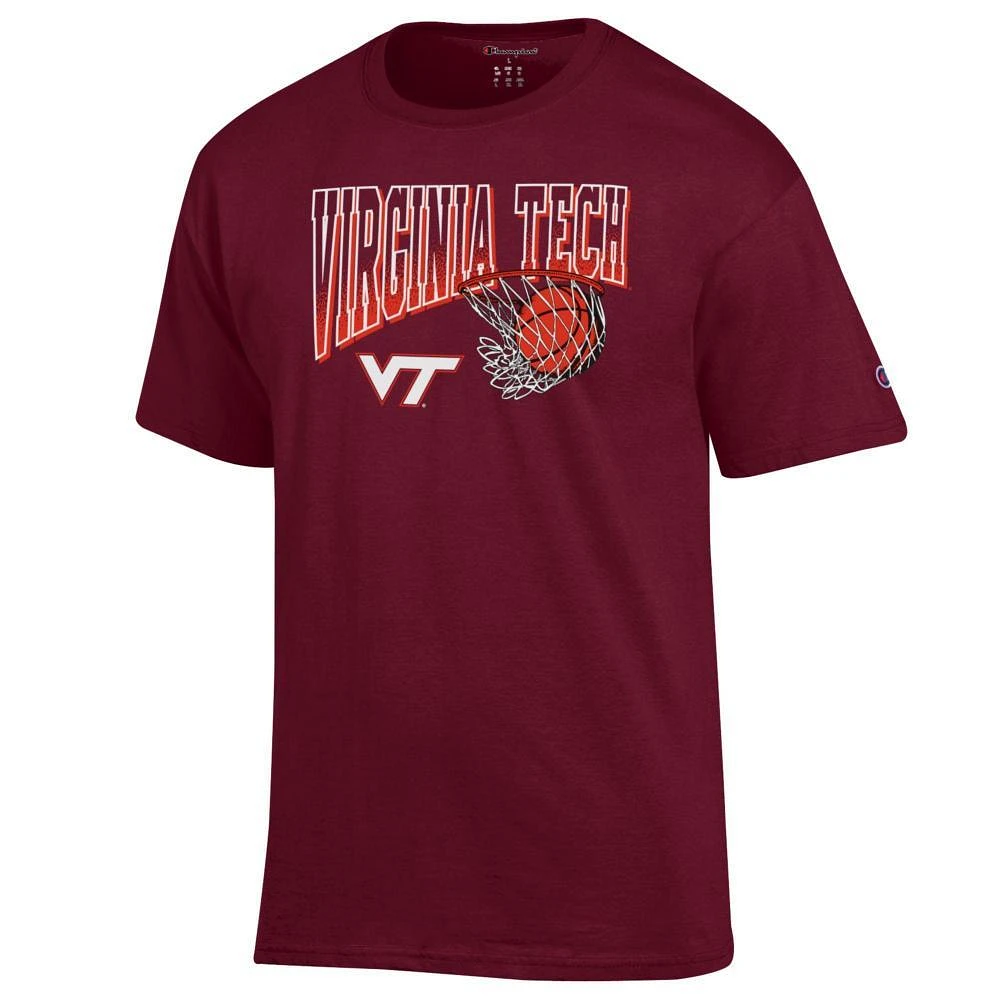 Virginia Tech Champion Wordmark Basketball Net Logo Tee