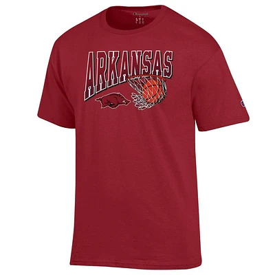 Arkansas Champion Wordmark Basketball Net Logo Tee