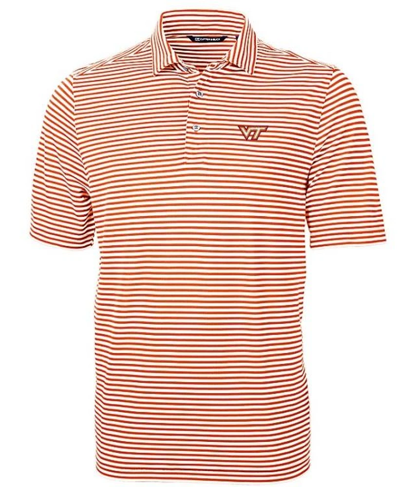 Virginia Tech Cutter & Buck Big Tall Eco Pique Stripe Polo