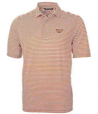 Virginia Tech Cutter & Buck Big Tall Eco Pique Stripe Polo