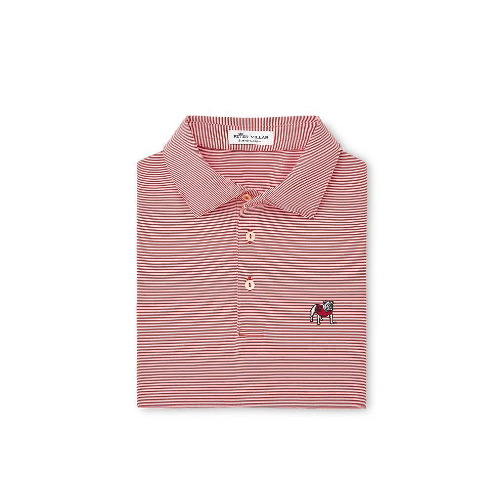 Georgia Peter Millar Standing Bulldog Jubilee Stripe Jersey Polo