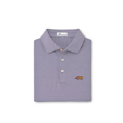 LSU Peter Millar Vault Tiger Jubilee Stripe Jersey Polo