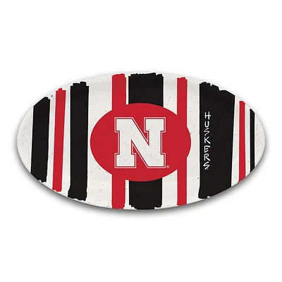 Nebraska Magnolia Lane Striped Oval Melamine Platter