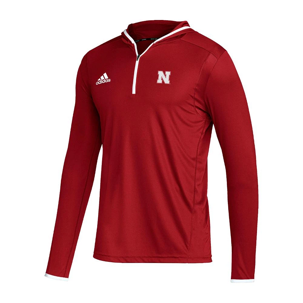 Nebraska Adidas Team Issue Hooded Long Sleeve Tee