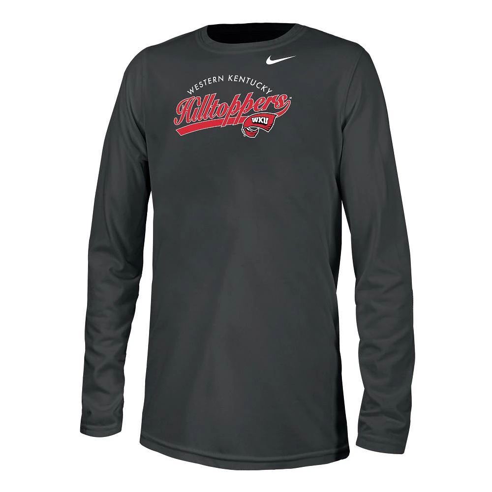 Western Kentucky Nike YOUTH Dri-Fit Legend Arch Over Script Long Sleeve Tee