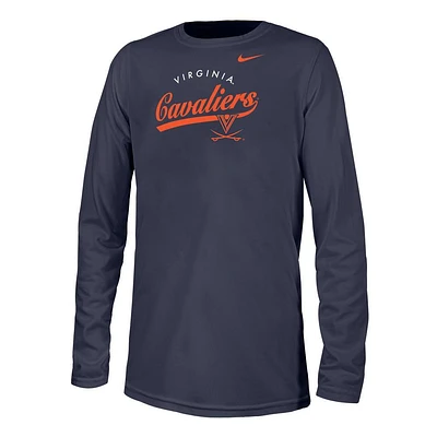 Virginia Nike YOUTH Dri-Fit Legend Arch Over Script Long Sleeve Tee