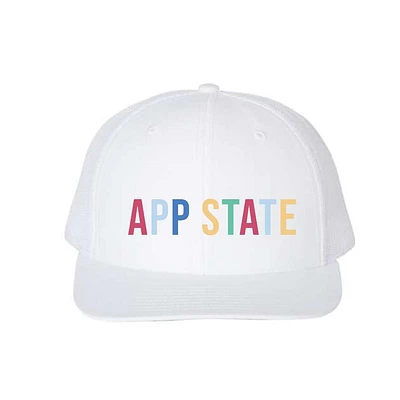 App State Women's Rainbow Mesh Trucker Hat
