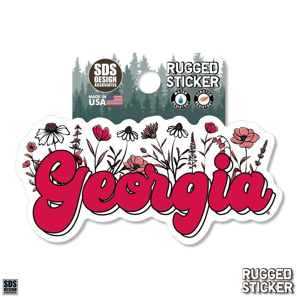 Georgia 3.25 Inch Wildflowers Script Rugged Sticker Decal