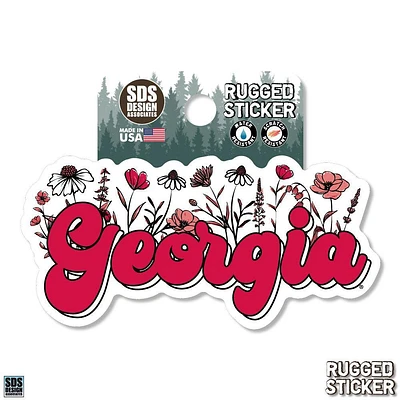 Georgia 3.25 Inch Wildflowers Script Rugged Sticker Decal
