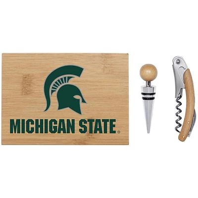 Michigan State Bamboo Boxed Wine Set