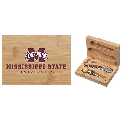 Mississippi State Bamboo Boxed Wine Set