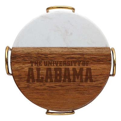 Alabama Marble and Acacia Wood Coaster Set