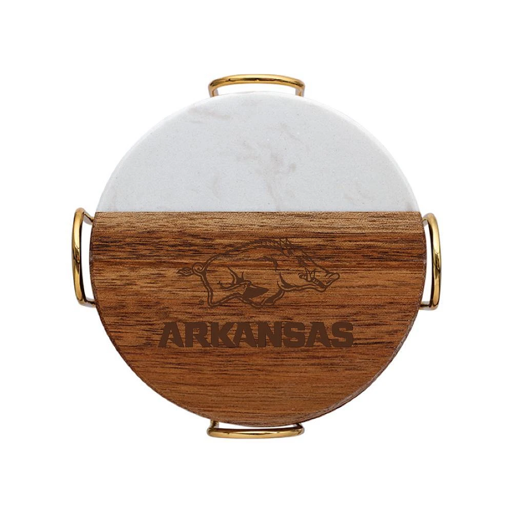 Arkansas Marble and Acacia Wood Coaster Set