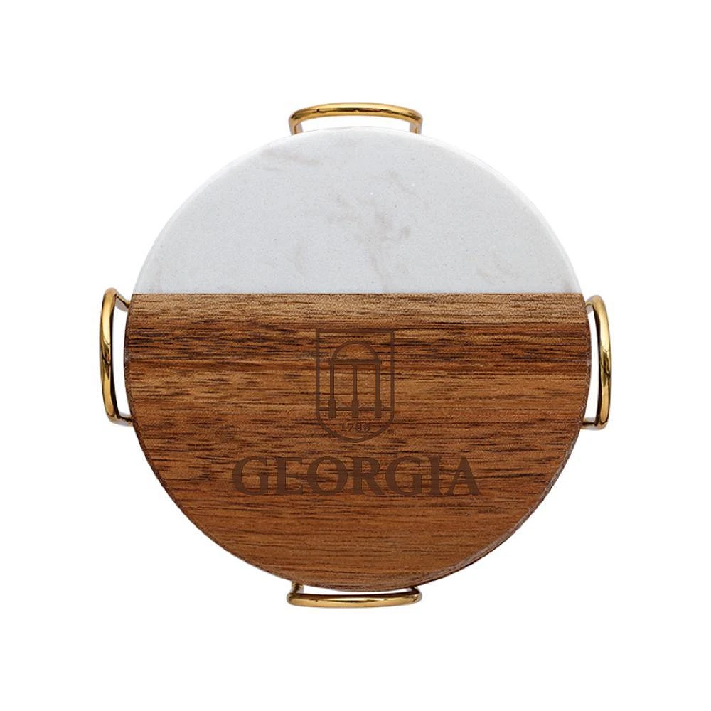 Georgia Marble and Acacia Wood Coaster Set