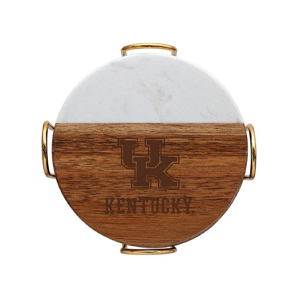 Kentucky Marble and Acacia Wood Coaster Set