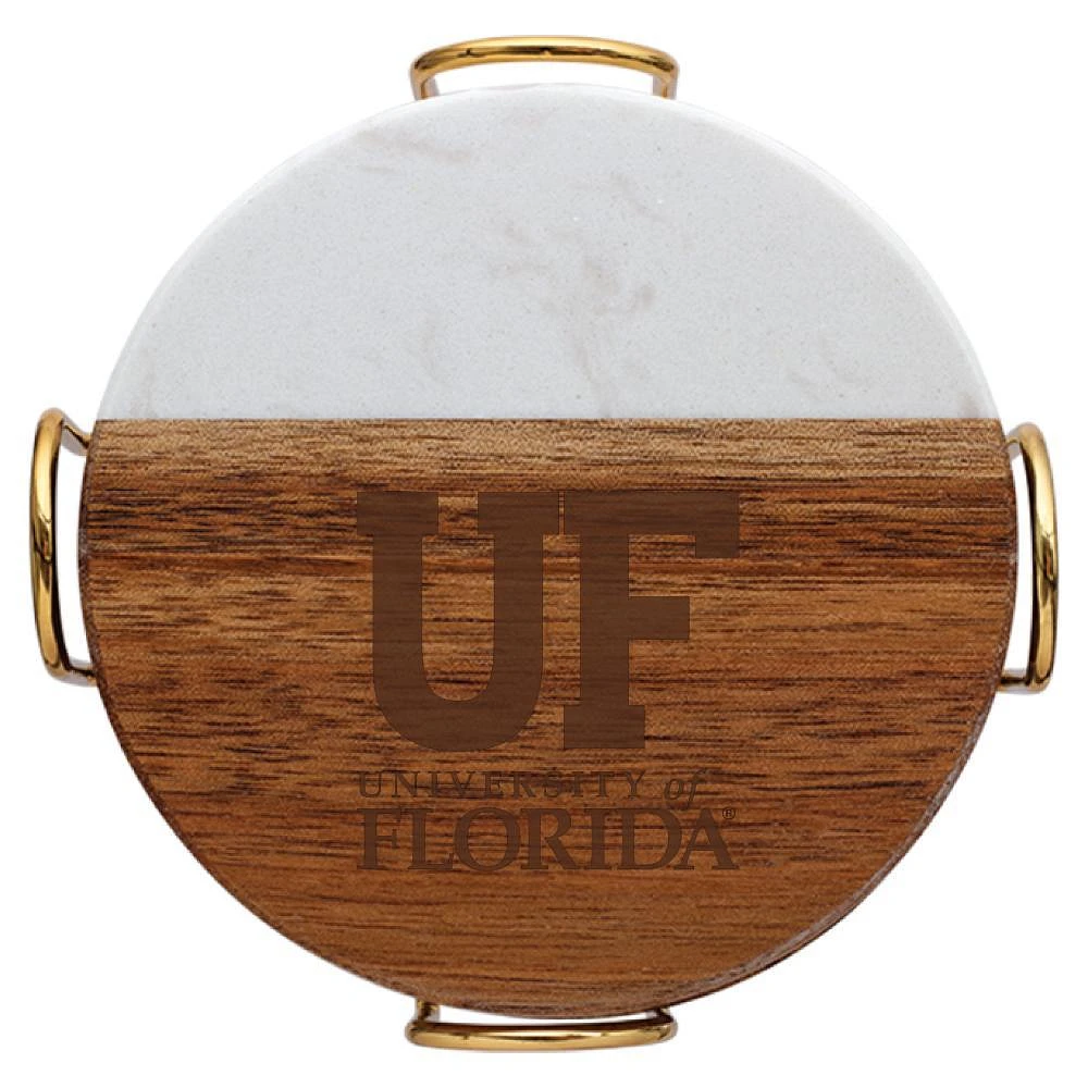 Florida Marble and Acacia Wood Coaster Set