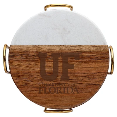 Florida Marble and Acacia Wood Coaster Set