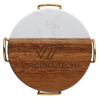 Virginia Tech Marble and Acacia Wood Coaster Set