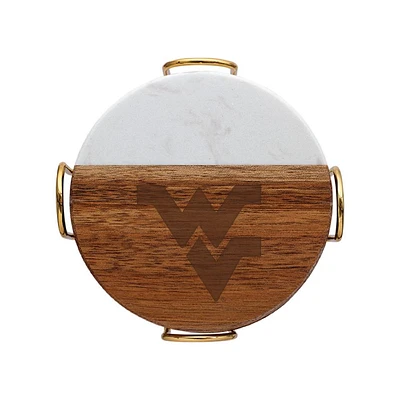 West Virginia Marble and Acacia Wood Coaster Set