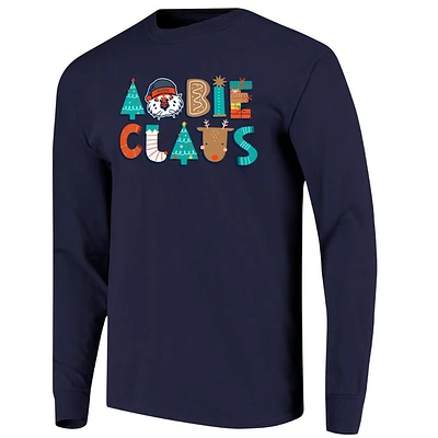 Auburn Aubie Claus YOUTH Holiday Letters Comfort Colors Long Sleeve Tee