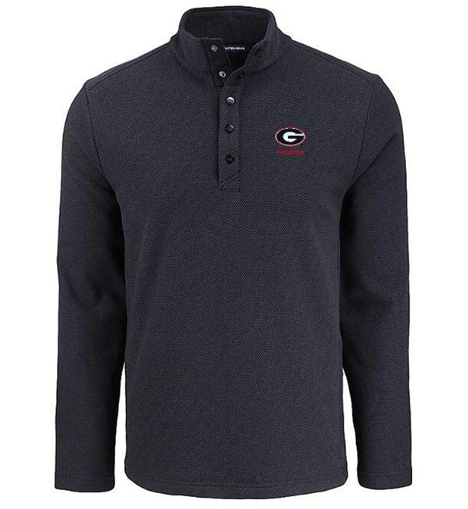 Georgia Cutter & Buck Hunts Point Textured Fleece Snap Pullover