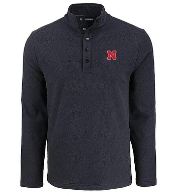 Nebraska Cutter & Buck Hunts Point Textured Fleece Snap Pullover