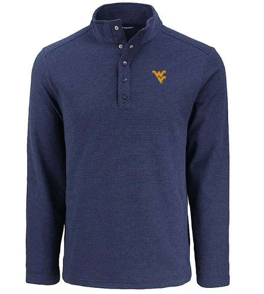 West Virginia Cutter & Buck Hunts Point Textured Fleece Snap Pullover