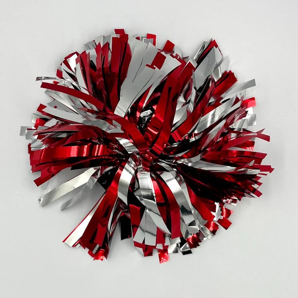 Red and Silver Go Team Spirit Wrist Pom