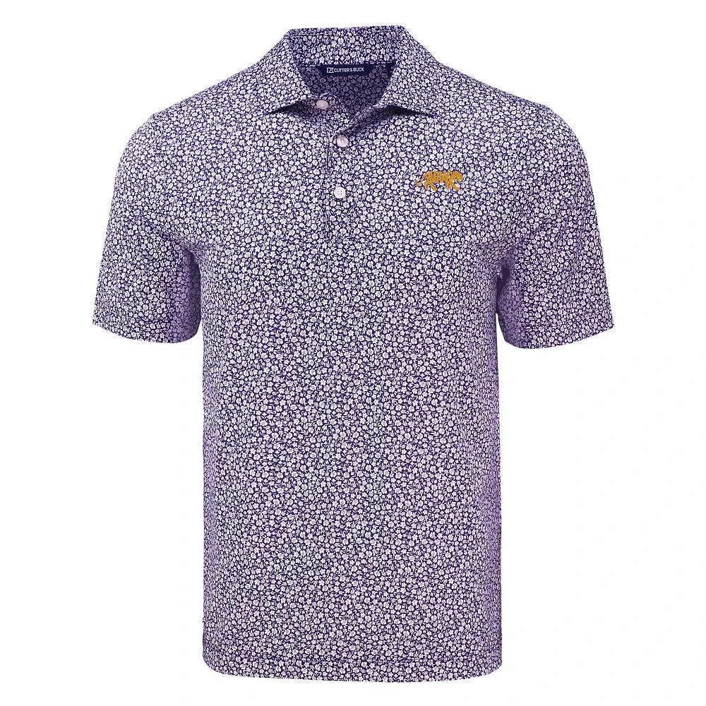 LSU Cutter & Buck Silhouette Pike Eco Flora Print Polo