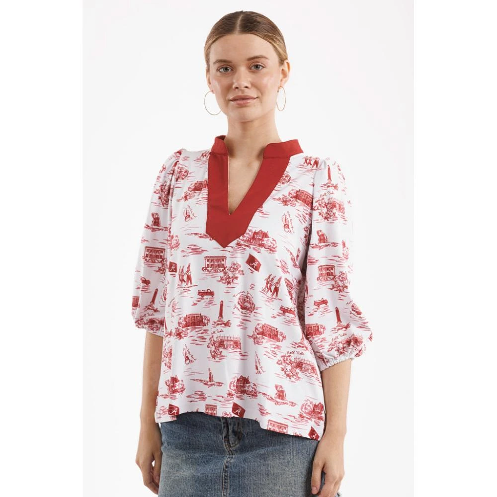 Alabama Smith & Quinn Tailgate Toile Print Eliza Top