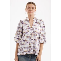 LSU Smith & Quinn Tailgate Toile Print Eliza Top