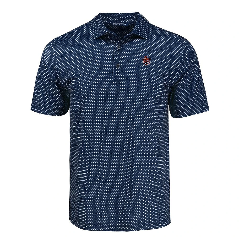 Auburn Cutter & Buck Vault Cartoon Pike Eco Shadow Check Print Polo