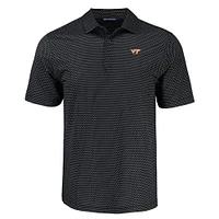 Virginia Tech Cutter & Buck Pike Eco Shadow Check Print Polo