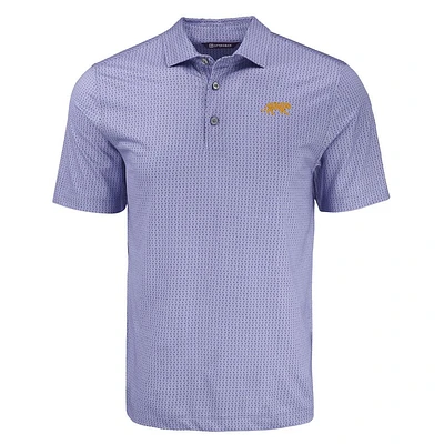 LSU Cutter & Buck Silhouette Pike Eco Shadow Check Print Polo