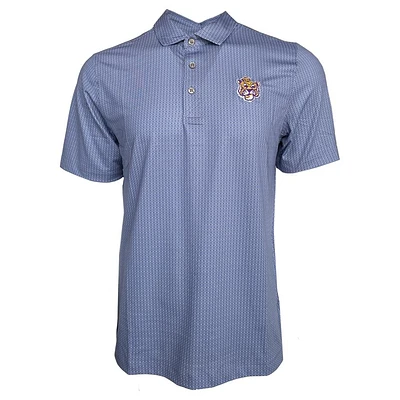 LSU Cutter & Buck Vault Sailor Pike Eco Shadow Check Print Polo