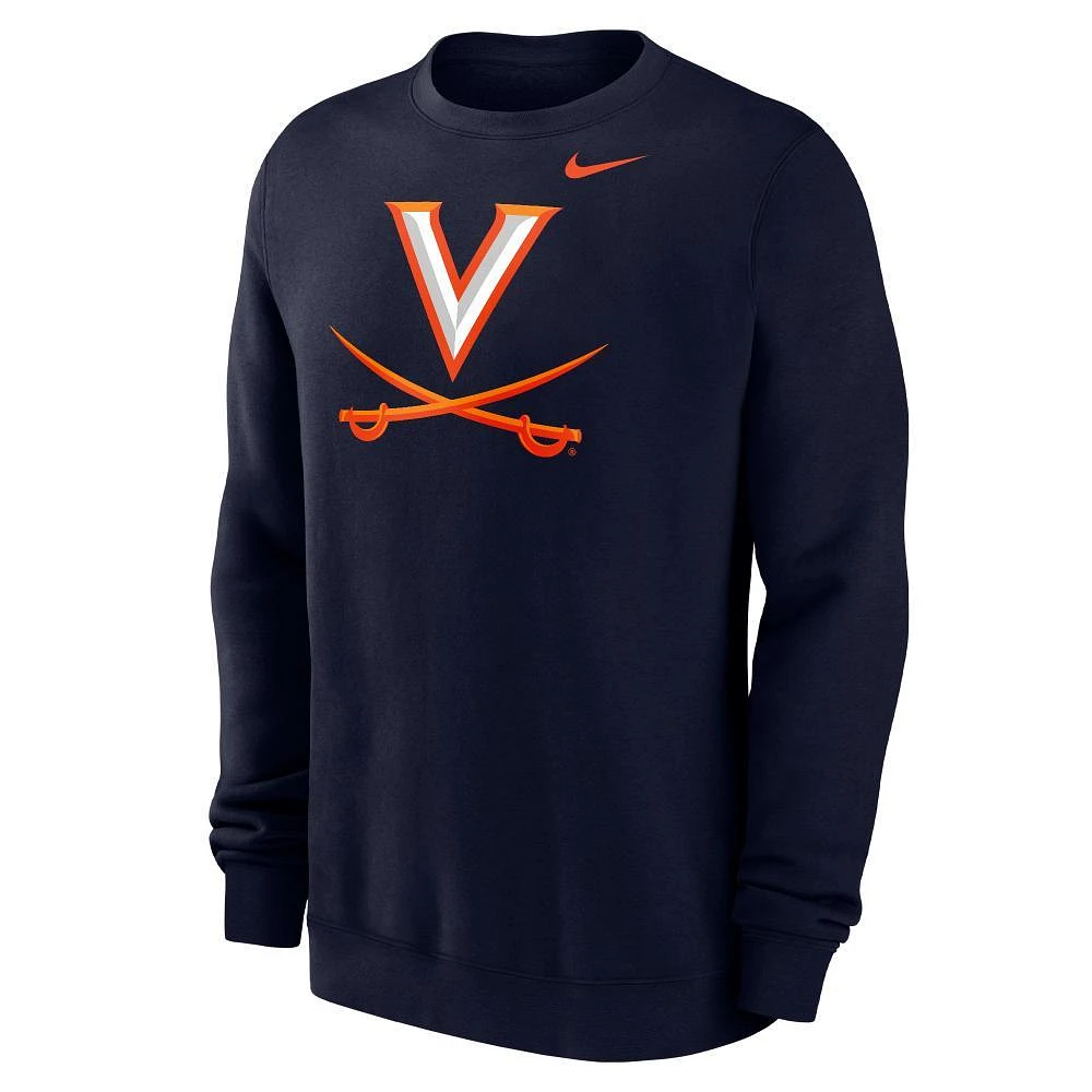 Virginia Nike Logo Club Fleece Crew