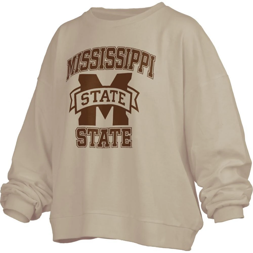 Mississippi State Pressbox Hi-Lo Tonal Print Janise Crew