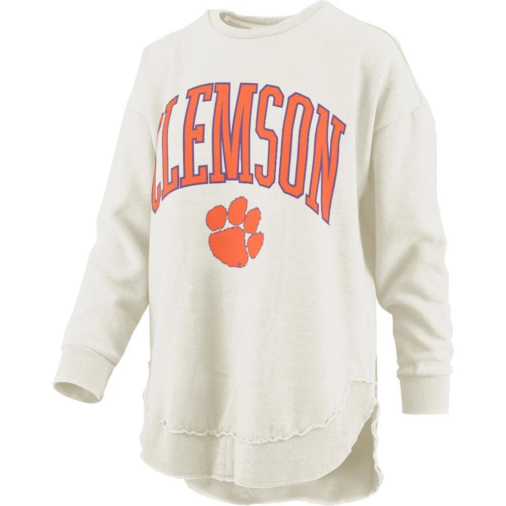 Clemson Pressbox Nelson Melange Poncho Crew