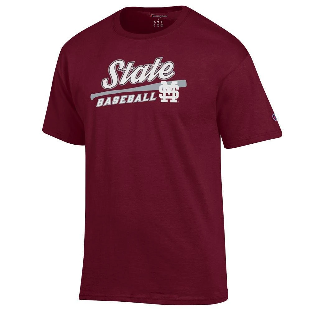 Mississippi State Champion Script Bat Baseball Logo Tee