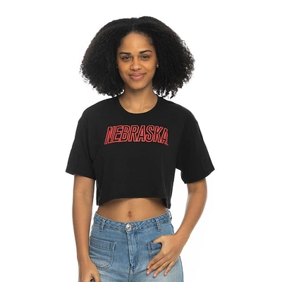 Nebraska Zoozatz Boxy Crop Puff Ink Tee