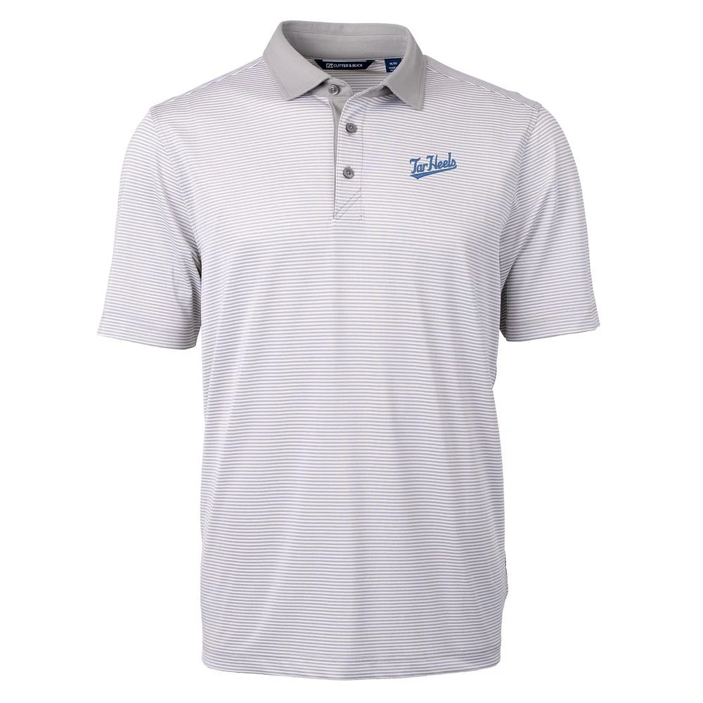 UNC Cutter & Buck Men's Tar Heel Script Virtue Eco Micro Stripe Polo