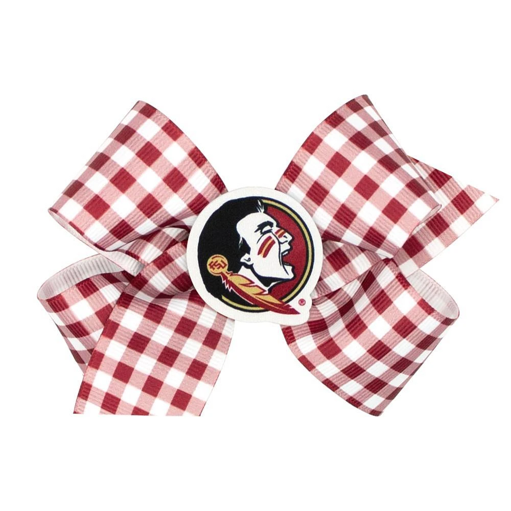 FSU Wee Ones Medium Gingham Grosgrain Hair Bow