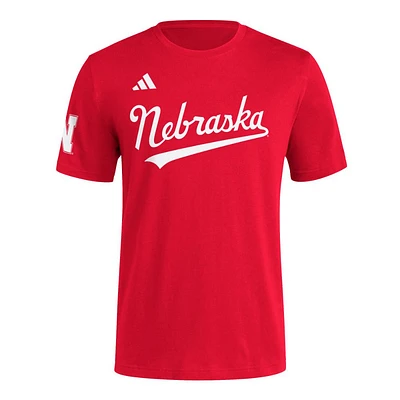 Nebraska Adidas Baseball Script Fresh Tee