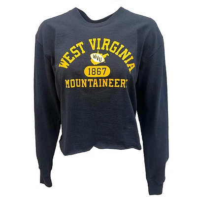 West Virginia Champion Women's Boyfriend Long Sleeve Cropped Tee Arch Vault