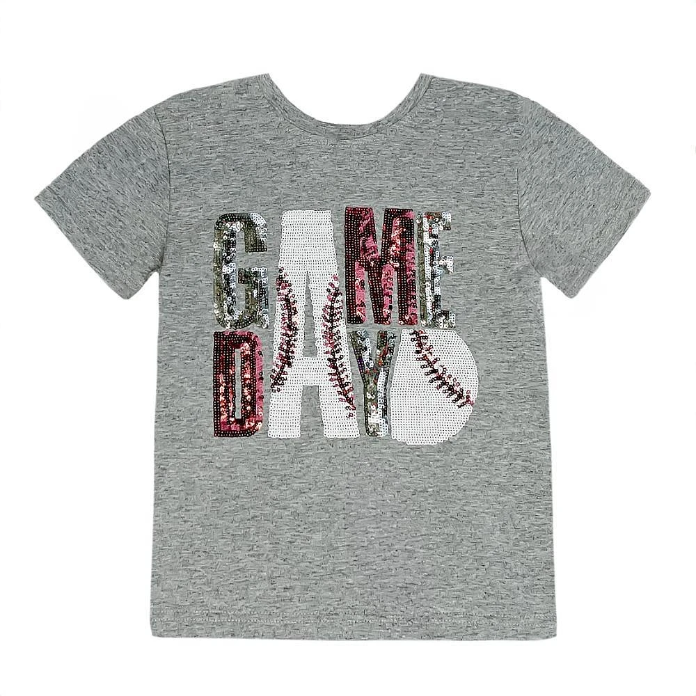 Maroon and Grey Kids Glitter Gameday Tee