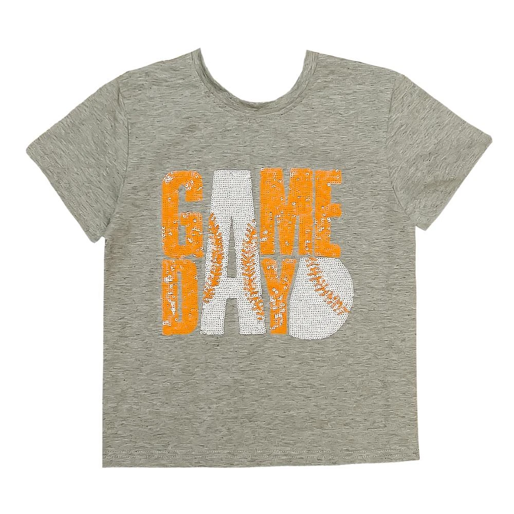 Orange and White Kids Glitter Gameday Tee