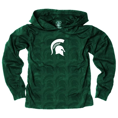 Michigan State Wes and Willy Kids All Over Printed Hoodie