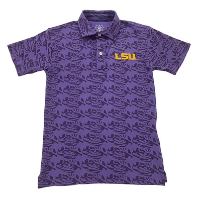 LSU Wes and Willy Kids All Over Printed Polo