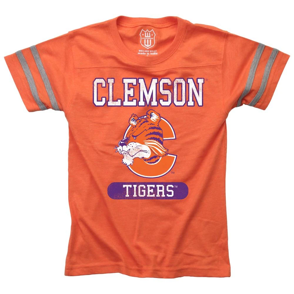 Clemson Wes and Willy Vault Toddler Stripe Sleeve Tee