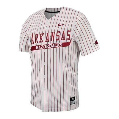 Arkansas Nike Limited Full Button Pinstripe Baseball Jersey